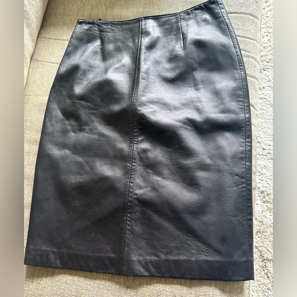 Siena Studio Black Leather Midi Skirt Size 8 - Picture 1 of 8